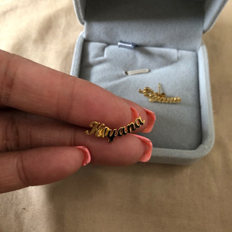 Personalized Custom Name Gold Earrings