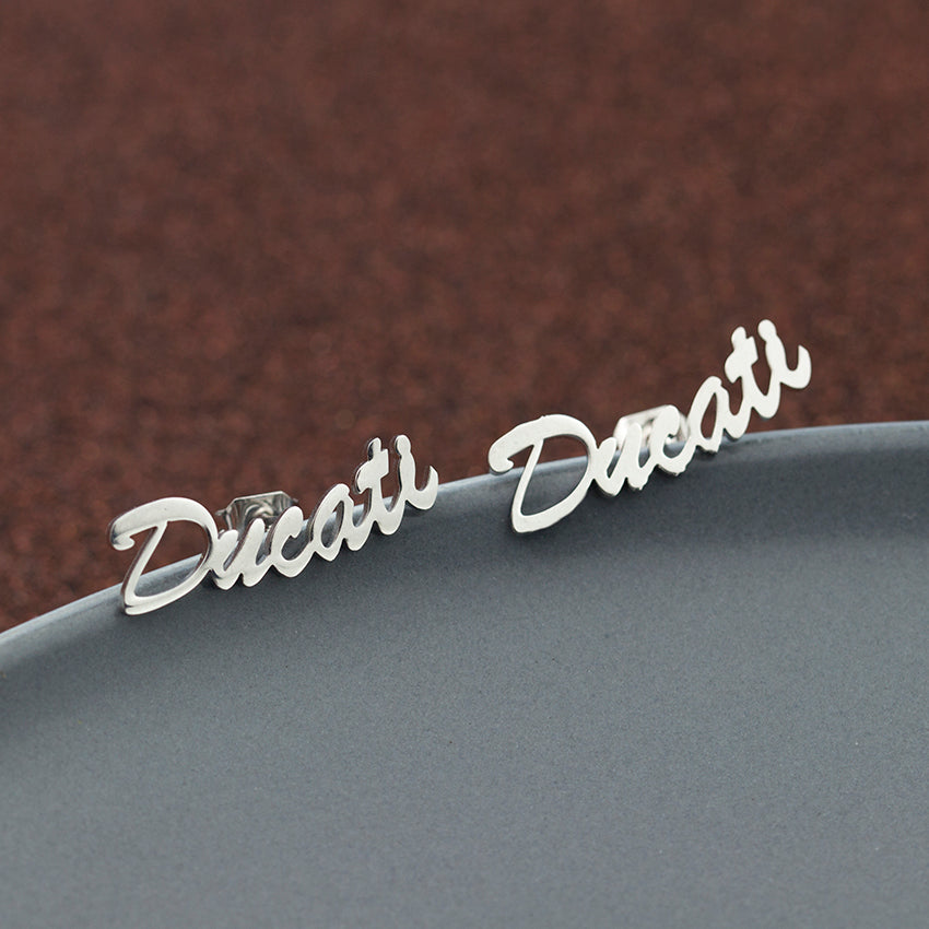 Personalized Custom Name Silver Earrings