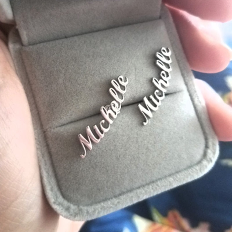 Personalized Custom Name Gold Earrings