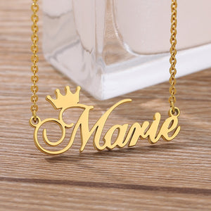 Multilingual Cursive Handwriting Necklace With Heart Or Crown