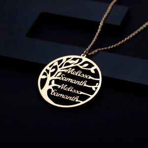 Custom Family Tree Necklace For Women | Necklace | Crystal key hollow | Name Necklace