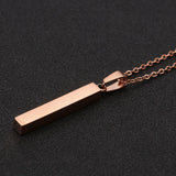 Four Sides Engraving Personalized Square Bar Necklace