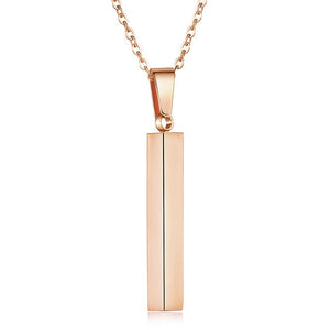 Four Sides Engraving Personalized Square Bar Necklace