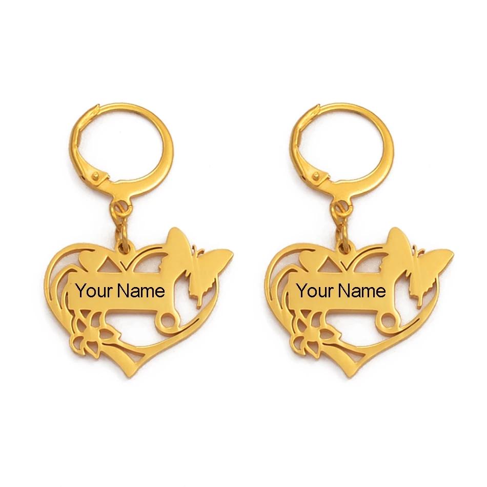 Heart Design Personalized Names Earrings | Party Earring | Gold Plated Earring