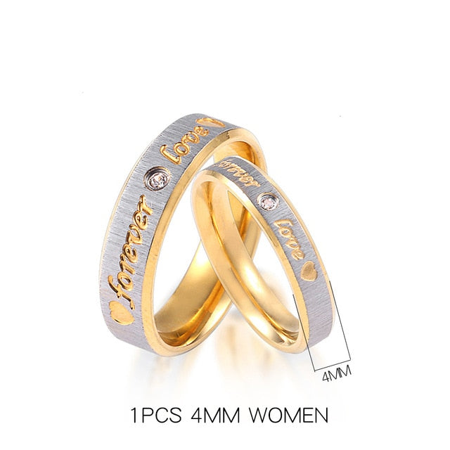 Stainless Steel Gold Forever Love Ring