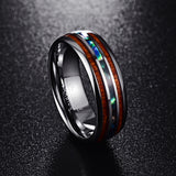 Polished Matte Abalone Shell Tungsten Carbide Ring