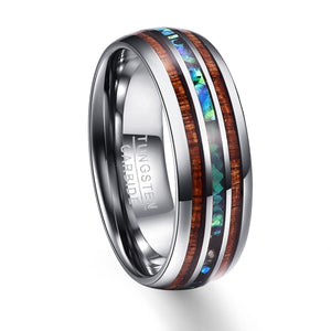Polished Matte Abalone Shell Tungsten Carbide Ring