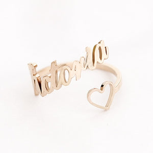 Custom Adjustable Heart Name Ring