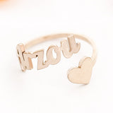 Custom Adjustable Heart Name Ring